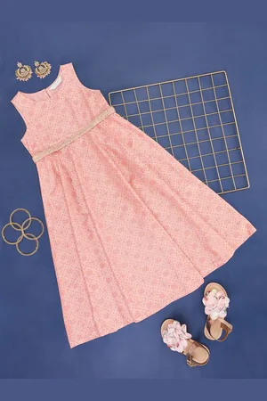 Pantaloons Girls Geometric Printed Sleeveless Fit and Flare Dress