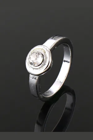 ESTELE Rhodium-Plated Crystals Finger Ring