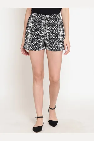 Sera Women Black Abstract Printed Loose Fit Shorts