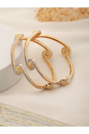 Saraf RS Jewellery Set Of 2 Gold-Plated White AD-Studded Handcrafted Bangles