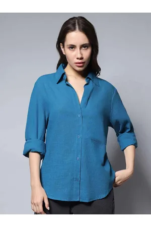 High Star Solid Long Sleeves Oversized Casual Shirt