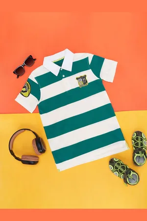 Pantaloons Boys Striped Polo Collar Cotton T-Shirt