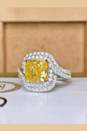 Designs & You Silver Plated AD Studded Square Shaped Finger Ring