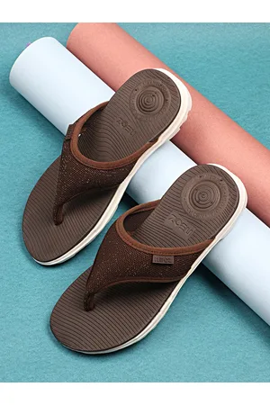 NEOZ Women Brown & White Rubber Slip-On