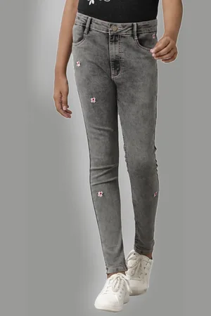 UNDER FOURTEEN ONLY Girls Embroidered Heavy Fade Skinny Fit Jeans