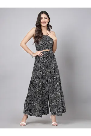 RAASSIO Polka Dot Printed Shoulder Straps Sleeveless Basic Jumpsuit