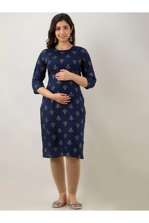 Celebravo Ethnic Motifs Foil Printed Maternity Straight Kurta