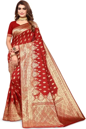 Varanga Ethnic Motifs Woven Design Zari Banarasi Saree