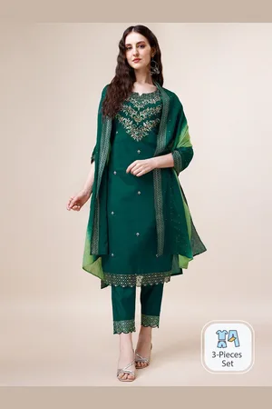 Berrylicious Floral Embroidered Kurta With Trousers & Dupatta