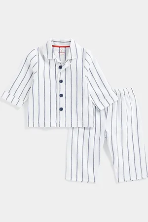 Mothercare Infants Kids Striped Shirt Collar Shirt with Pyjamas
