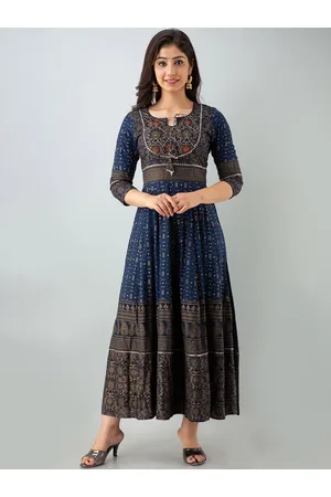 Celebravo Ethnic Motifs Printed Tie-Up Neck Gotta Patti Anarkali Kurta