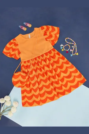 Pantaloons Girls Geometric Printed Cotton Dress