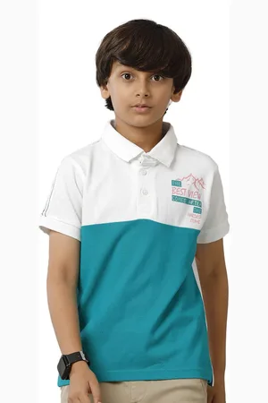 UNDER FOURTEEN ONLY Boys Colourblocked Polo Collar Cotton T-shirt