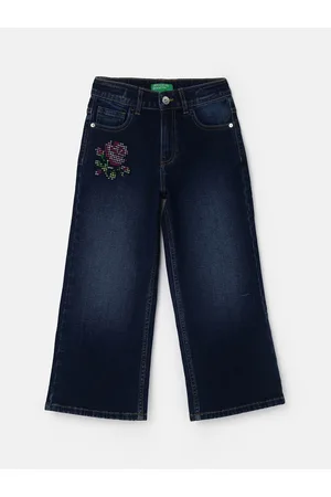 Benetton Girls Wide Leg Light Fade Jeans