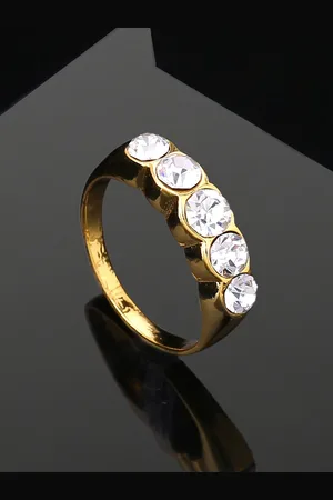 ESTELE Gold-Plated Crystal Studded Slip-On Finger Ring