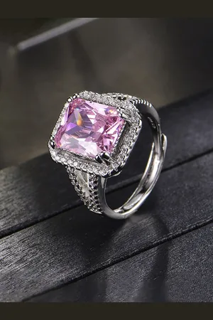Designs & You Silver-Plated American Diamond Studded Rectangular Finger Ring