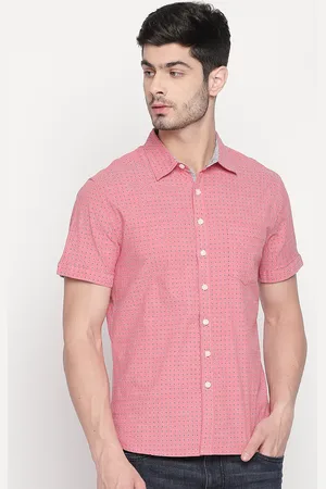 Kenneth Cole Men Red & White Regular Fit Printed Casual Shirt