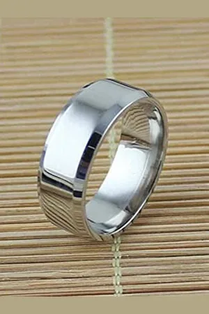 VÌEN Men Set Of 3 Platinum-Plated Stainless Steel Enamelled Finger Rings
