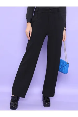 Tokyo Talkies Women Straight Fit High-Rise Formal Trousers