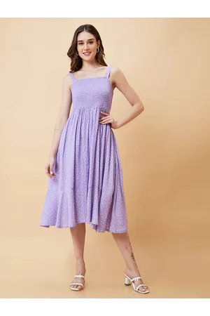 Globus Women Polka Printed Smocked Fit & Flare Dress