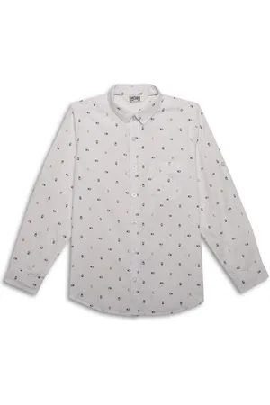 CANTABIL Boys Typography Printed Comfort Regular Fit Cotton Casual Shirt