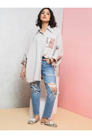 Rhe-Ana Oversized Pocket Detailed Longline Casual Shirt
