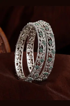 ESTELE Set Of 2 Rhodium-Plated AD-Studded Bangles