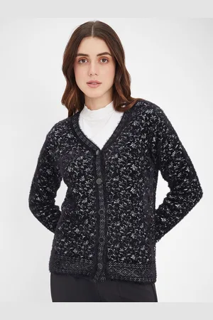 MADAME Women Floral Self Design V-Neck Cardigan