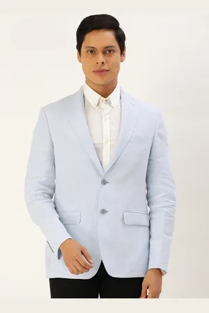 Peter England Men Blue Solid Neo-Slim Fit Single-Breasted Formal Blazer