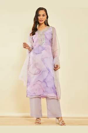 Soch Purple Abstract Printed Unstitched Dress Material