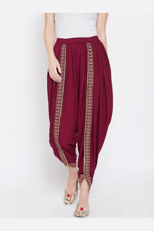 Castle Women Dark Maroon Dhoti Pants with Embellished Border