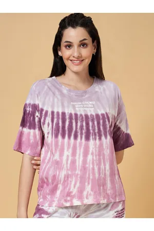 Pantaloons Tie and Dye Printed Round Neck Pure Cotton Relaxed Fit T-shirt