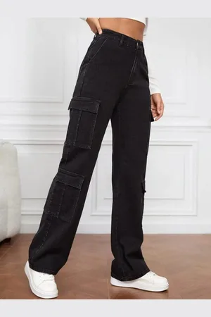 Broadstar Women Smart Relaxed Fit High-Rise Stretchable Cargo Jeans
