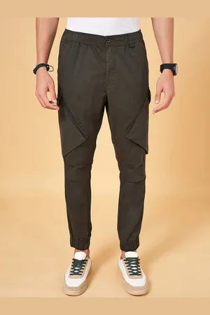 PEOPLE Men Loose Fit Cotton Cargo Joggers
