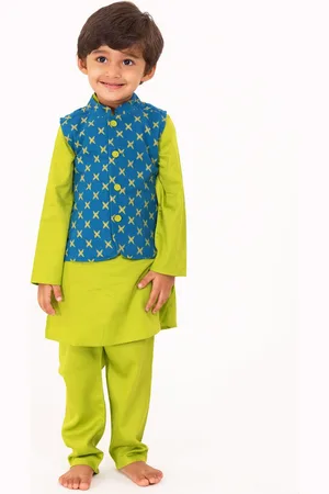 Campana Boys Regular Pure Cotton Kurta & Pyjama With Nehru Jacket