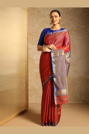 Taneira Woven Design Zari Tissue Maheshwari Saree