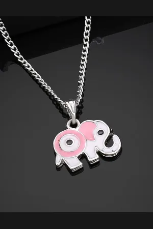 ESTELE Rhodium-Plated Textured Pendant With Chain