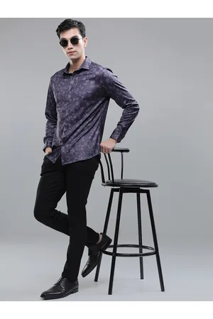 Highlander Men Floral Printed Knitted Party Wear Casual Shirt