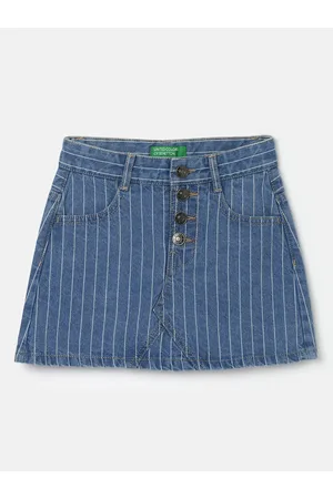 Benetton Girls Striped Pure Cotton Skirt