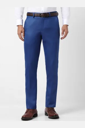 V Dot Men Blue Skinny Fit Mid-Rise Formal Trousers