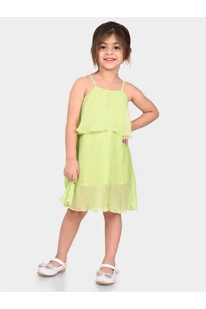 BONKIDS Girls Shoulder Straps Layered A-Line Dress
