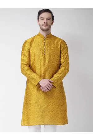SG LEMAN Floral Woven Design Mandarin Collar Jacquard Kurta