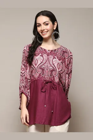 Biba Ethnic Motifs Printed Kimono Sleeves Top