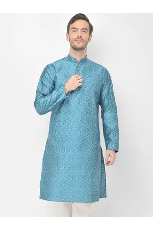 SG LEMAN Floral Woven Design Mandarin Collar Jacquard Kurta