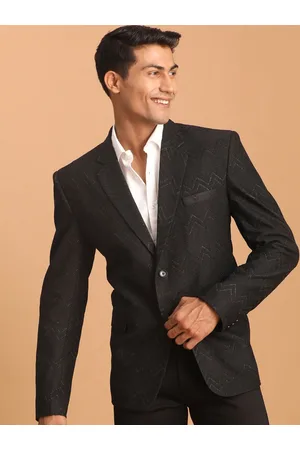 Vastramay Men Zig Zag Glitter Silk Blend Blazer