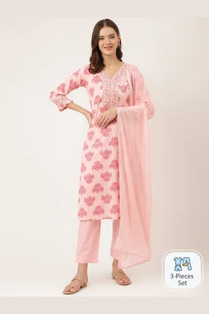 Divena World Floral Printed Regular Gotta Patti Kurta with Trousers & With Dupatta