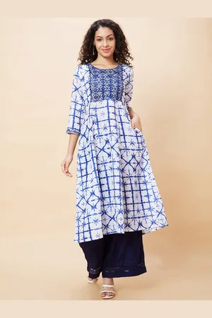 Globus Dyed Embroidered Round Neck Anarkali Kurta
