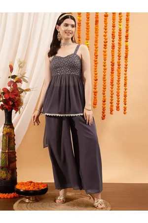 indo street Embellished Peplum Top & Palazzos