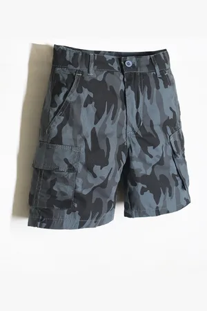 Cherry Crumble Boys Charcoal Camouflage Printed Cargo Shorts
