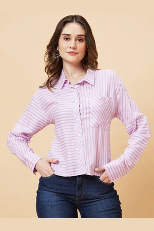 Globus White Striped Shirt Style Top